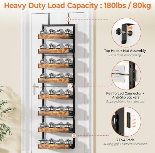 8 Tier Pantry Door Organizer Storage Spice Rack Adjustable Basket 73.35"H - Image 4