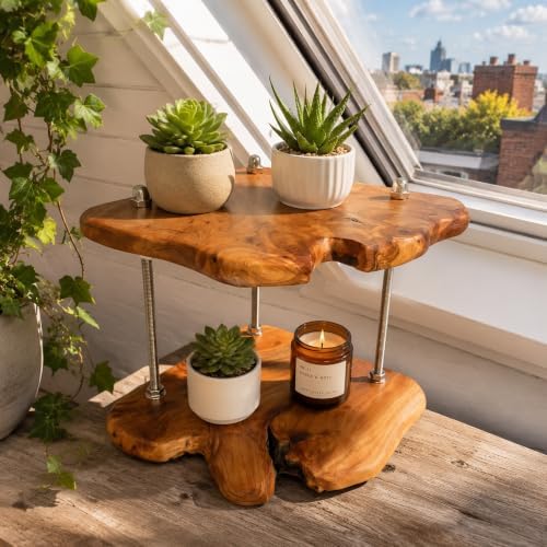 2-Tier Counter Corner Shelf ,Counter Corner Organizer,Natiral Edge Cedar Wood Bathroom Counter Organizer for Vanity Countertop Storage and Organization for Bathroom Kitchen Coffee Area, Over Sink - Image 6