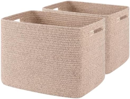 OIAHOMY 2 PACK Tall Storage baskets 42L Collapsible Storage Bins Pure Brown by MasterofSpaceOptimization