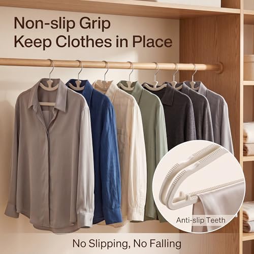20 Pack Short Neck Hangers, 3 in. Lift, Silicone Non-Slip, Cream - Image 6