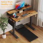 Electric Standing Desk Adjustable Height - 40 Inch Sit Stand Desk with Storage Drawers , Small Standing Desks with Shelf Monitor Stand, Kids Girls Computer Desks for Bedroom Home Office, Rustic Brown - Image 5