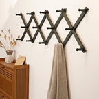 SKOLOO Hat Rack for Wall with 14 Hooks, Solid Wooden, Modern, Expandable Coat Rack Wall Mount for Coats, Hats, Bags, Baseball Caps, Dark Walnut Color - Image 3