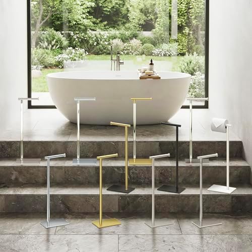 Gatco 1431PN Modern Rectangle Base Freestanding Toilet Paper Holder, 21.25", Polished Nickel with Weighted Base - Image 6