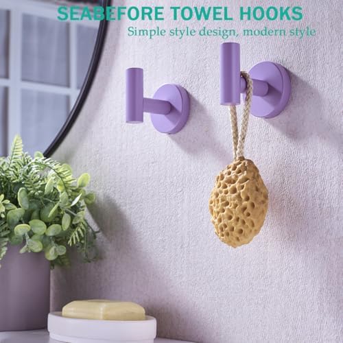 Bathroom Hardware Set,Purple 5 Pieces Bathroom Towel Bar Set,24 inch Towel Bar,Towel Ring for Bathroom,Robe Towel Hooks,Toilet Paper Holder Wall Mounted(Drilling),SE96006S-5PP - Image 6