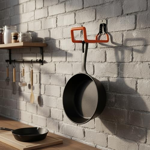 Heavy Duty Iron Wall Hook for Cast Iron Skillets, 7.6-Inch Utility Hanger for Garage and Kitchen Storage - Image 2