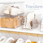 Plastic Food Storage 4 Pack Clear Container Bin with Handles for Organizing Kitchen, Pantry, Fridge, Freezer, Pantry, Bathroom. 14"x6"5" - Image 2