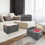 TYEERS Extra Large Collapsible Storage Bins with Lids and Compartments, Washable, Fabric Storage Boxes, 21.7x13x11.8 inches, 3 Pack, Black - Image 7