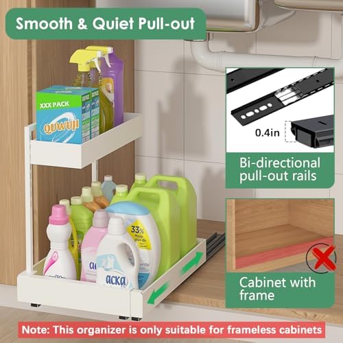 REALINN L-Shaped Under Sink Organizer with 6-Level Height Adjustment - Image 3