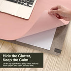 Nordik Felt and Leather Desk Mat - Dual Layer Desert Blush 35 x 17 in - Image 2