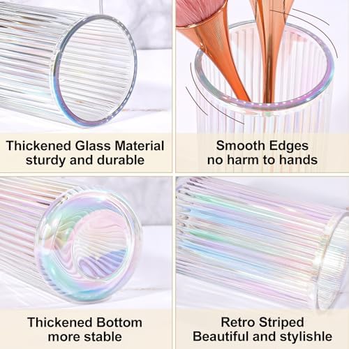 DASITON Makeup Brush Holder Organizer, Crystal Glass Makeup Brushes Storage Holder, Vintage Make Up Brush Cup for Vanity, Pen Pencil Holder for Desk, Toothbrush Holders for Bathroom (Colorful SL) - Image 6