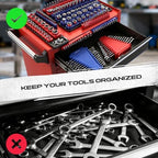 8-Piece Magnetic Socket and Wrench Organizer Set, Metric & SAE, 1/4", 3/8", 1/2"Drive Detachable Socket Storage Tray, 24-Slot Wrench Holder with Non-Slip Handle & Lock Cover for Toolbox Drawer Storage - Image 4