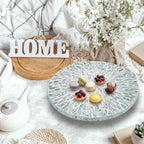 Reallnaive Mother of Pearl Lazy Susan, Round, Blue Floral Petal - Image 2