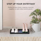 Anji Mountain Heavy Duty Waterproof Rubber Shoe Storage Mat Organizer/Boot Storage Multi Use for Entryway with Coir, Blue and Ivory Insert, Fits 2 Pair (24.5" Wide) - Image 2