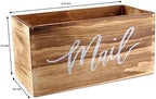 Wood Mail Holder Storage Organizer Box, Basket for Work Desktop Letters and mail, Bills, Notes and Postcard Wood Bin for Home Entryway Office Dorm Room(Rustic Brown) - Image 3