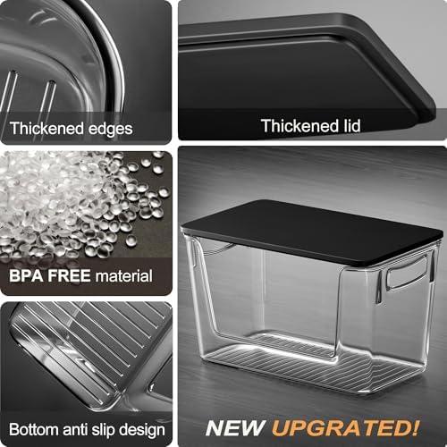 Heyuzb Pantry Organizers Storage, 2 Pack Large Clear Storage Bins with Bamboo Lids for Onion, Potato, Garlic, Canned Food, Organizer Bins for Under Sink, Kitchen, Countertop, Bathroom - Image 6