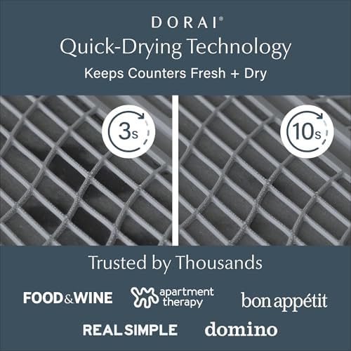 Dorai Home Dish Pad - Collapsable Stone Dish Drying Mat with Diatomaceous Earth for Quick Drying - Ultra Absorbent - Encased in Silicone - Eco-Friendly, Foldable - Large 24.6" x 16.5", Slate - Image 2