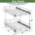LOVMOR 2 Tier Individual Pull Out Cabinet Organizer 14½" W x 21½" D, Slide Out Kitchen Cabinet Storage Sliding Shelves - Image 3