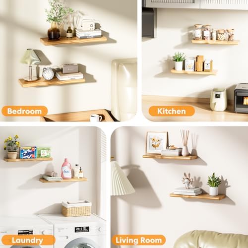 Organic Wavy Edge Floating Shelves,Hidden Brackets,2 Pack 24 in - Image 5