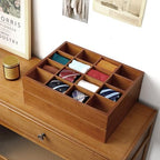 Wesiti Tie Box Organizer Wall Mounted Tie Rack with 16 Compartments Bamboo Belt Holder for Men Scarf Necktie Home Wall Closet(Dark Brown Color,2 Piece) - Image 6