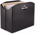 BLU MONACO | Black Woven Leather Magazine Holder with Handles | Stylish Magazine Rack for Floor or Table | Decorative Basket for Living Room, Office, or Reception by Blu_Monaco