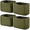 ICERZCZ Storage Basket for Shelves, Small Baskets for Organizing, Woven Cotton Rope Baskets for Storage, Book Basket, Decorative Shelf Basket, 12.5"Lx9.1''Wx7.9''H (4 Packs) Green by ICERZCZ