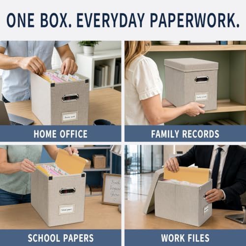 File Organizer Box with 15 Hanging File Folders, Lift-Off Lid - Image 6