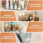 Corner Bathroom Counter Organizer with Makeup Brush Holder & Toothbrush Holders, Makeup Organizer for Vanity Countertop, Acrylic Skincare Storage Shelf (Grey, 3-Tier) - Image 4