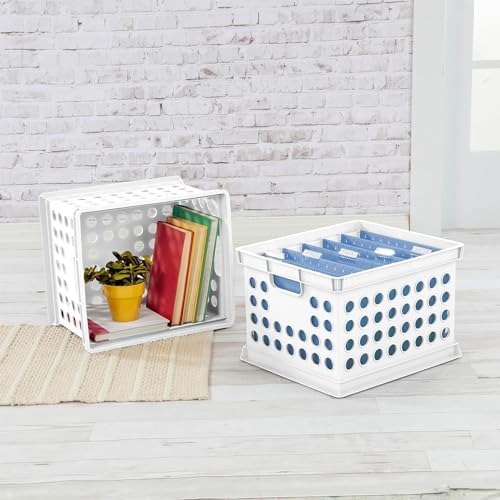 Sterilite Storage Crate Bin File Organizer for Home & Office,White, 24-Pack - Image 4