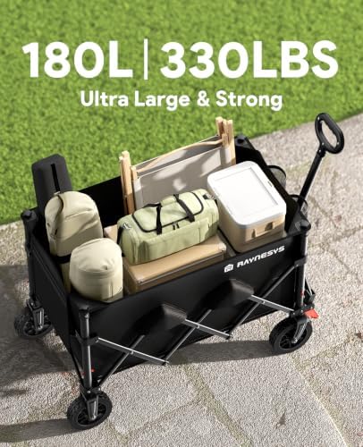 Collapsible Wagon Cart with Wheels, 330LBS for Grocery Shopping Camping - Image 3