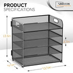 2 Pack Letter Tray 5-Tier Desk Organizer File Paper Holder with Handle, Metal Desktop Document Shelf Tray Office Classroom Organization - Black - Image 2