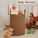 JMvicyroam 100L Cotton Rope Laundry Basket Hamper, Golden Jute - Image 2