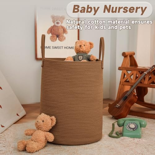 JMvicyroam 100L Cotton Rope Laundry Basket Hamper, Golden Jute - Image 2