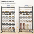 STO STO Expandable Shoe Rack, 10-Tier Metal Tall Shoe Rack for Garage, Up to 44 Pairs Adjustable Shoe Rack Storage for Front Door Entrance, Free Standing Shoe Rack Organizer for Entryway, Black - Image 5