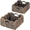 Scalloped Baskets (Natural-Set of 2) Basket Living Room Organizer, Water Hyacinth Baskets For Decor, Woven Basket Boho Style for Bathroom, Bedroom, Laundr,...Iron Frame. by SIEUSALEVN