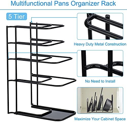 Toplife Heavy Duty Pan Organizer,5 Tier Storage Rack for Cast Iron Skillets - Image 4