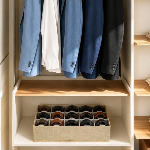 Belt Organizer Box for Closet, Linen Tie Storage Drawer Organizer, 1Pcs - Image 7