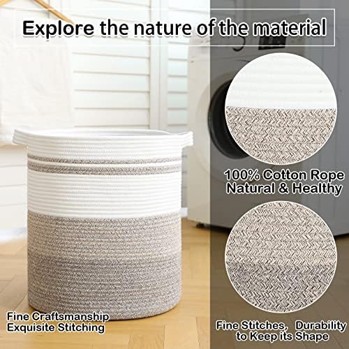OIAHOMY 58L Laundry Baskets-Laundry Hamper, Storage Basket with Handles, Decorative Basket for Living room, Woven Storage Basket for Toys Bin, Pillows, Blankets, Clothes-18x16in-Gradient Brown - Image 4