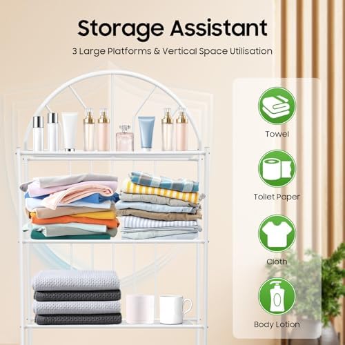 Over-The-Toilet Storage Cabinet Rack, 3-Tier Freestanding Above Over Toilet Storage Shelf for Towels, Toiletries, & Essentials - Image 5