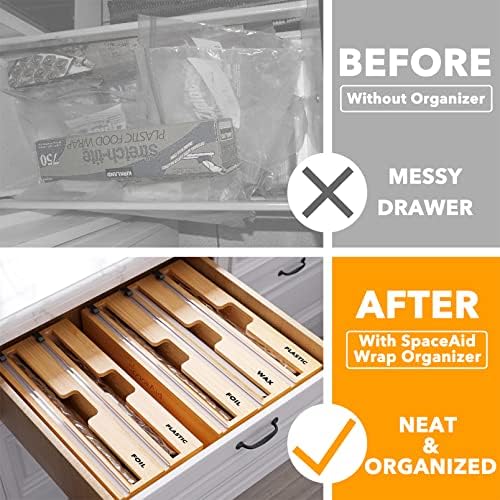 SpaceAid WrapNeat 2 in 1 Wrap Dispenser, SpaceAid Bag Storage Organizer for Kitchen Drawer, (5 Pack Set) - Image 2