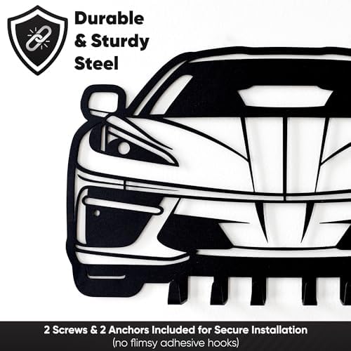 MOOH Metal Automotive Key Holder with 6 Hooks - Unique Wall Mounted Car Lovers Gifts for Men & Women - Cool Man Cave Decor - Image 4