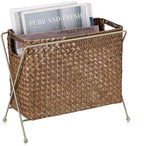 BTSKY Magazine Basket, Mail Basket for Counter, Woven Storage Bin with Metal Rack & Handle for Files, Books, Newspapers, Desktop Organizer for Office, Living Room, Dorm, Bathroom, 12"x5.7"x8.7" by BTSKY