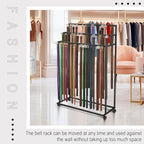 Yaocom Floor Mounted Belt Hanger, Metal Men Closet Display Stand Organizer with Wheels, Ties Scarf Rack Shawls Purse Shelf Storage Holder for Clothing Bedroom Store, 150 x 100 x 40 cm - Image 4