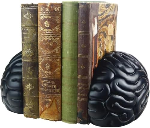 Brain Bookends Office Decorative Bookends for Shelves Heavy Bookends Book Stoppers Book Holders for Desk Decoration (Black) - Image 7