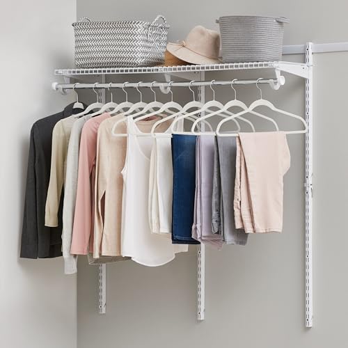 Rubbermaid Configurations Custom Closet Kit, 2-4 Ft. Adjustable Metal Wire Shelving, White Finish, Expandable Organization System, Hardware Included, for Home Closet/Pantry/Laundry/Mudroom by Rubbermaid