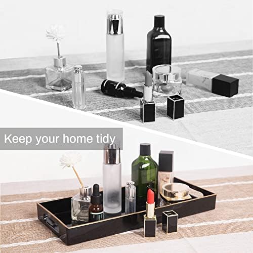 MAONAME Black Vanity Tray Set of 2, Rectange Toilet Tank Trays with Handles - Image 6