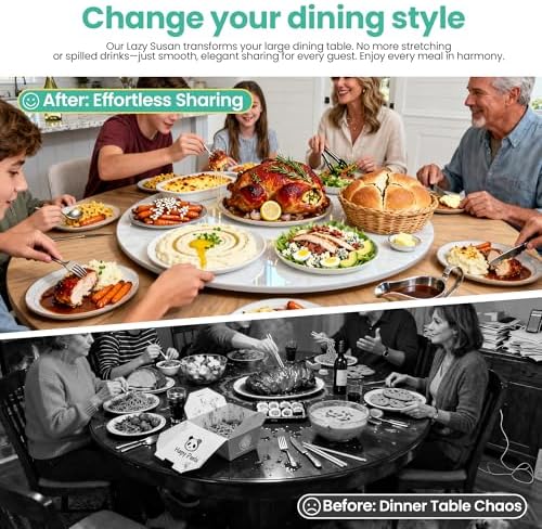 31.5" Lazy Susan Turntable – 360° Sinteredstone Silent Anti-Slip Turntable, Table Top Centerpiece for Kitchen, Pantry, Spice Rack, Refrigerator & Dining Table, White - Image 4