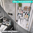 HapiRm Over The Door Hanger with Coat Hooks and 2 Baskets, Rustproof & Waterproof Over The Door Hooks, Storage Organizer for Hats, Bathroom, Kitchen, Bedroom - Grey - Image 7