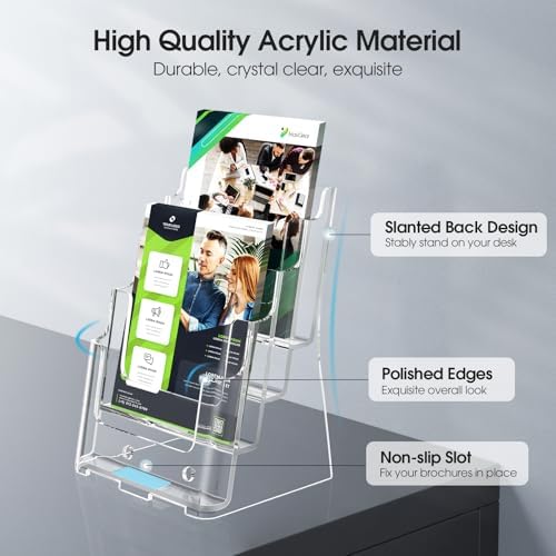 MaxGear Acrylic Brochure Holder 6 x 9 Inch, 4 Tier, 4 Pack - Image 3
