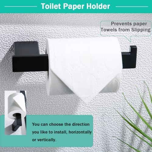5-Pieces Matte Black Bathroom Accessories Set, Stainless Steel Bathroom Hardware Set, 23.6 Inch Bath Towel Bar Set, Towel Hooks,Towel Racks for Bathroom Wall Mounted,SE96009S-5MB - Image 6