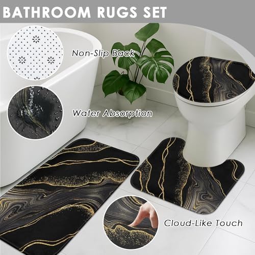 Bathroom Decor and Accessories Set of 10, Marble Black - Image 6